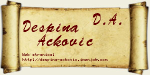 Despina Acković vizit kartica